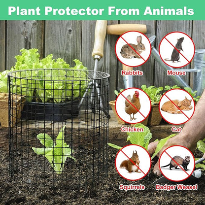 30Pcs Plant Protector from Animals: 10 Pack Metal Mesh Plant Cages to Keep Animals Out - Garden Protection Bunny Barricades from Chicken Squirrels Rabbits for Flowers Vegetables