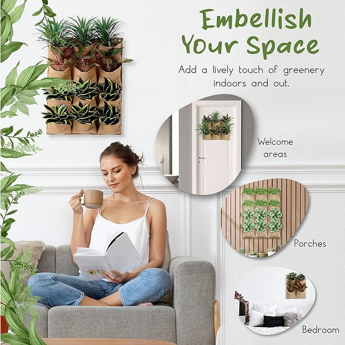 12 Pocket Vertical Garden Wall Planter Tower - Herb - Outdoor Indoor - Hanging - Plant - Living - Balcony - Growing System - Biodegradable - Sustainable - Vegetable -Patio…