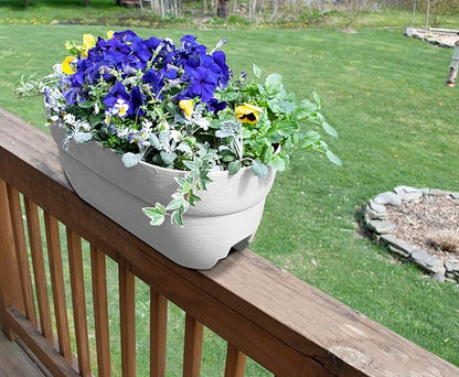 Bloomers Railing Planter with Drainage Holes – 24" Weatherproof Resin Planter – Polyethylene plastic - White