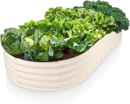 Plant & Plot Galvanized Raised Garden Beds Outdoor // 6×3×1 ft Planter Raised Beds for Gardening, Vegetables, Flowers // Large Metal Garden Box // Patented Tool-Free Design (White)