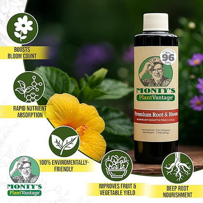 PlantVantage Root & Bloom Liquid Fertilizer - Concentrated Liquid Plant Fertilizer for Strong Roots & Bigger Blooms, Plant Food for Trees, Flowers & Vegetables, Soil or Foliar Application, 8 oz