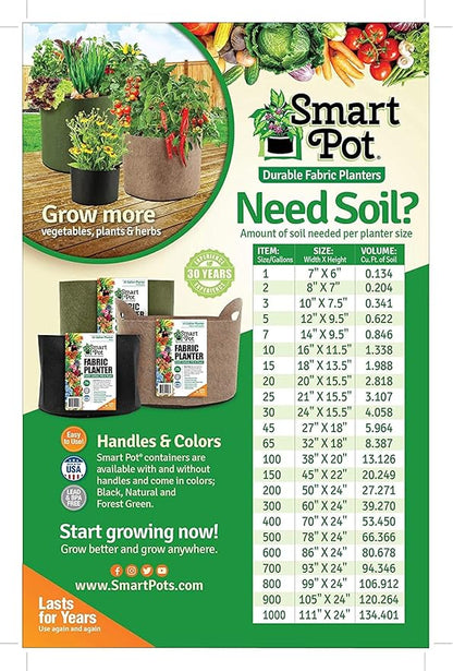 Smart Pot 5 Pack Soft-Sided Fabric Garden Plant Container Aeration Planter Pots (Tan, 10 Gallon with Cut Handles)