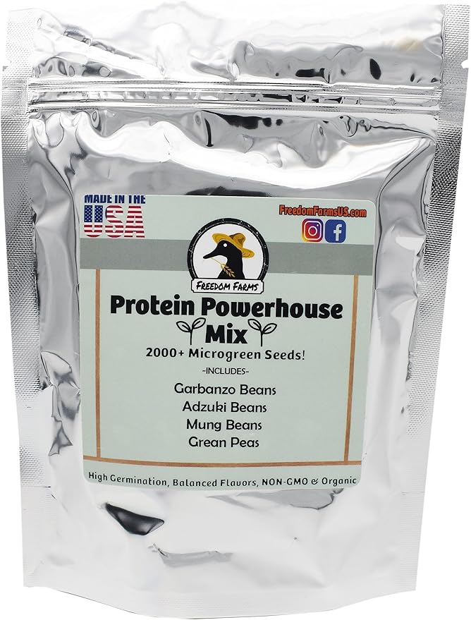1 Pound Protein Bean Sprout Starter Seeds - 16 Servings per Bag - Organic NON-GMO - Includes Garbanzo, Adzuki, Mung, and Green Pea