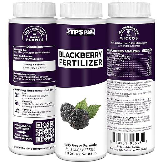 BlackBerry Fertilizer for BlackBerry Plants, Supports Healthy Growth and Plump Berries in BlackBerry Plants, Liquid Fertilizer by TPS Plant Foods, 8 oz (250mL)