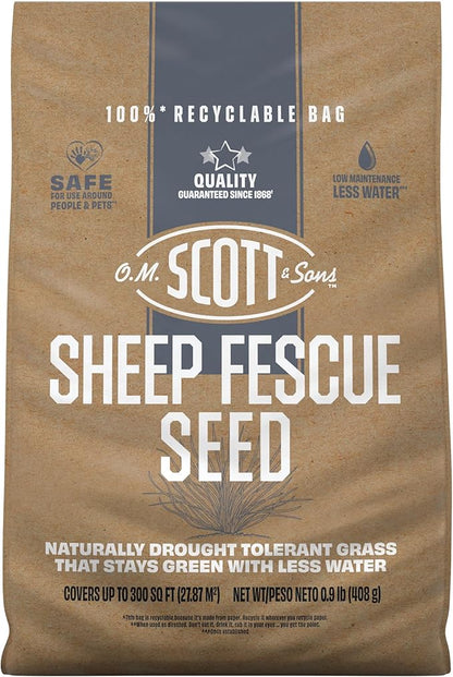 O.M. Scott and Sons Sheep Fescue Seed, Naturally Drought Tolerant Grass, Covers up to 300 sq. ft., 0.9 lb.