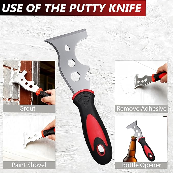 Drywall Skimming Blade Set, Include 24" Skimming Blade, 12" Mud Pan, 7" Drywall Compound Rollers, a Extension Handle and Three Drywall Tools for Drywall/Plaster/Wallboard