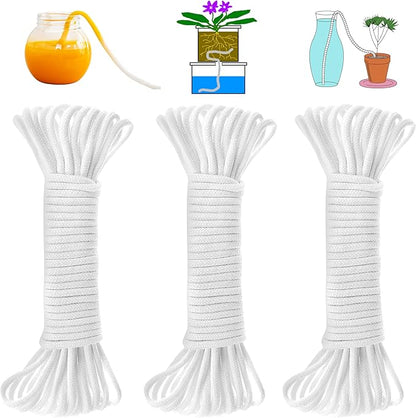 ORIMERC 300 feet 1/12 inch Self Watering Capillary Wick Cord Vacation Plant Sitter DIY Hydroponic Wicking Rope Seeds Start Planter Pot Automatic Potted Flower Passive Lazy Waterer String System Device