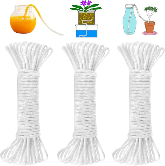 ORIMERC 300 feet 1/12 inch Self Watering Capillary Wick Cord Vacation Plant Sitter DIY Hydroponic Wicking Rope Seeds Start Planter Pot Automatic Potted Flower Passive Lazy Waterer String System Device