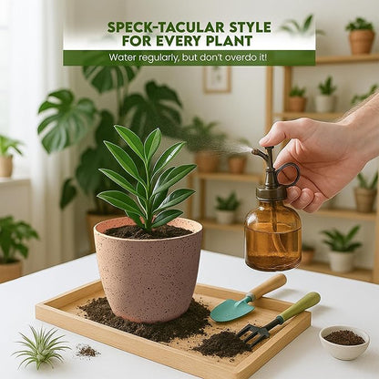 Utopia Home - Spotty Plant Pots Indoor with Drainage - 7/6.6/6/5.3/4.8 Inches Flower Pots - 5 Pack Plastic Planters - Ideal for Stocking Stuffers - (Speckled Peach Pink, Pack of 10)