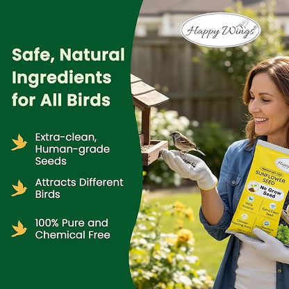 Happy Wings Nyjer Seed & Sunflower Seeds Wild Bird Food Combo - 5 Pound Pack I No Grow Seed I Bird Food for Wild Birds