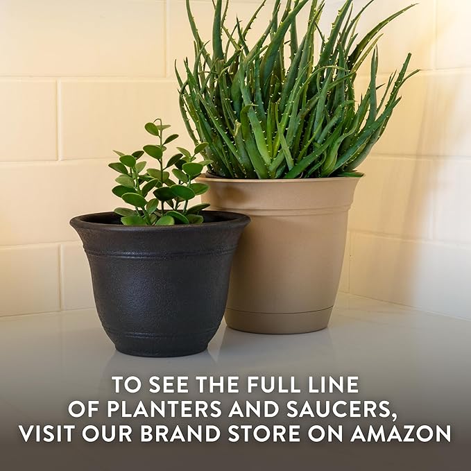 The HC Companies Sierra Round Self-Watering Pot - Lightweight Plastic Planter for Herbs & More - Durable Plant Pots for Indoor Plants & Outdoor Plants (10” Rustic Redstone, Pack of 2)