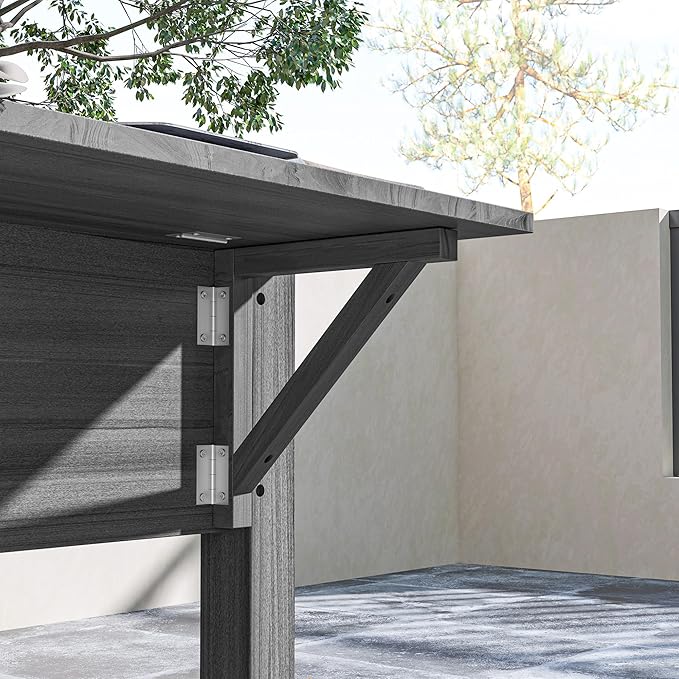 Outsunny Raised Garden Bed, Wood Elevated Planter Box with Side Table, Bottom Shelf, Outdoor Raised Planter with Bed Liners, Drainage Holes for Vegetable Flower, 81.5 x 23 x 31 in, Gray