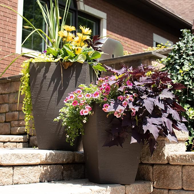 Tusco Products MSQT23ES Modern Square Garden Planter, 23-Inch, Espresso