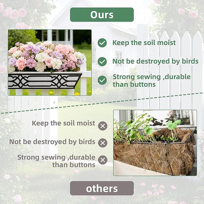 2 Pack 24 Inch Railing Boxes Planter for Outdoor Plants Adjustable Brackets for Porch Fence and Balcony Window Planter Box with Non-Woven Fabric Liner for Hanging Flower Baskets (2, Black)