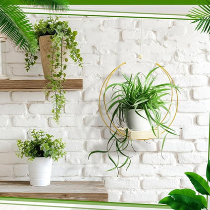Geelin 4 Pack Plant Hanger with Wood Base Hanging Window Planter Boho Macrame Hanging Potted Plant Holders for Indoor Outdoor Window Wall Ceiling Home Decoration, Pot & Sapling Not Included(Gold)