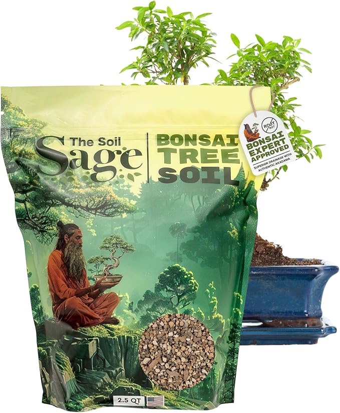 2.5qts Premium Bonsai Mix - U.S.A. Made Ready to Use - Akadama, Pumice, Lava Rock, Fine Pine Bark - Large Bag for All Bonsai Tree - High Drainage Potting, Repotting (Bonsai Soil/2.5 qt)