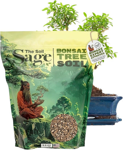 2.5qts Premium Bonsai Mix - U.S.A. Made Ready to Use - Akadama, Pumice, Lava Rock, Fine Pine Bark - Large Bag for All Bonsai Tree - High Drainage Potting, Repotting (Bonsai Soil/2.5 qt)