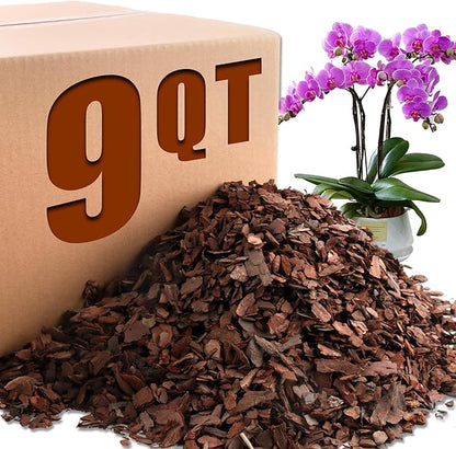 AVALUTION Orchid Potting Bark-9QT Organic Orchid Bark for Plants, All Natural Pine Bark Wood Chips Orchid Bark Potting Mix for Houseplant Mulch, Help Orchid Plants Root Health Development