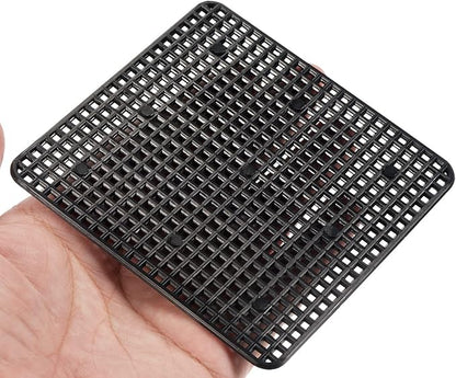 20 Pack Plant Pot Hole Mesh Pads - Square Rigid Bonsai Flowerpot Drainage Grid Screen Apply to Outdoor/Garden (10cm/4 Inch, Black)
