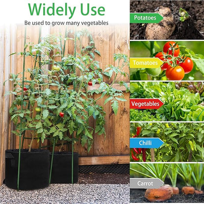 JJGoo 5 Pack Potato Grow Bags 5 Gallon with Flap, Heavy Duty Fabric with Handle, Non-Woven Planter Pot Plant Garden Bags to Grow Vegetables Tomato, Black