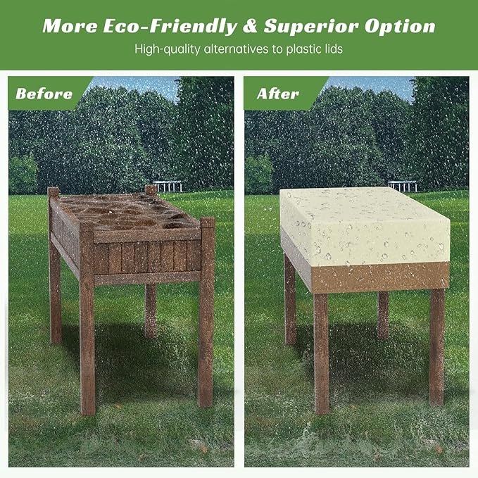 Decoroca 2’x4’ Planter Boxes Cover - Garden Covers for Raised Beds with All-Natural 600D Nylon & Water-Resistant Coating - Winter Plant Covers to Withstand Weed Seeds, Heavy Rain & Snowfall