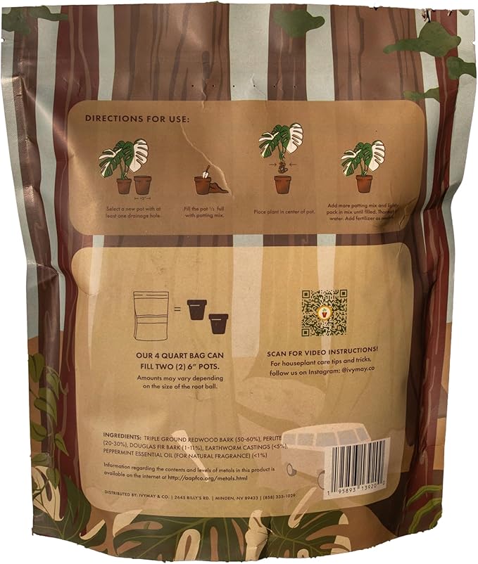 IvyMay Redwoods Potting Soil ― Organic Potting Mix for Indoor House Plants & Aroids, Ready to Use Potting Soil Indoor Plants with Perlite, Earthworm Castings, Essential Oils ― 4 qt
