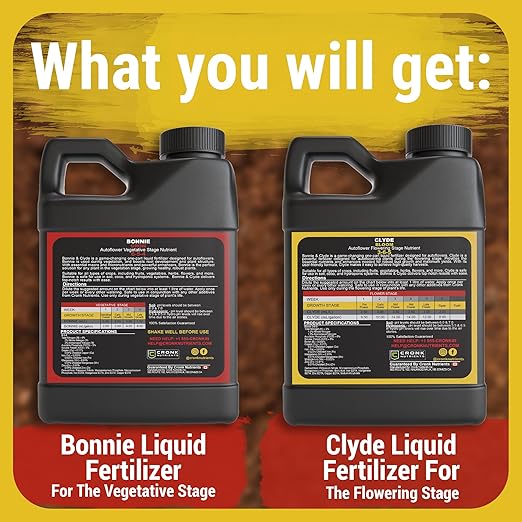 Cronk Nutrients Bonnie & Clyde Autoflower Nutrients Bloom and Grow – Yield Increasing Autoflower Plants Nutrient Kit – Easy to Use Plant Food – Optimal Formula for Optimal Results, 4L