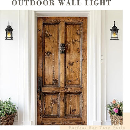 Emliviar Outdoor Wall Light Fixture - Modern Exterior Wall Sconce for House with Seeded Glass Shade, 12.5 Inch Height, Black Finish, XE229B-S BK