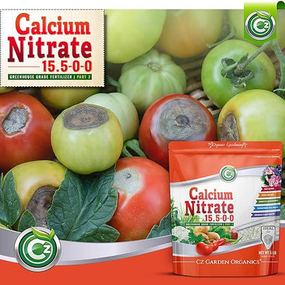 Calcium Nitrate 15.5-0-0 Fertilizer - Made in USA - 5LB Greenhouse Grade Plant Food for Hydroponics, Plants & Gardens – Fruit, Vegetables. Blossom End Rot Tomatoes
