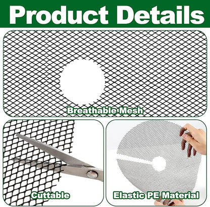 8Pcs Plant Pot Grids,15.8Inch Plant Pot Cover with 30 U-Shaped Nails, Cat Proof Protector for Potted Plants,Dig-Free Soil Cover & Flower Pot Grid Guard