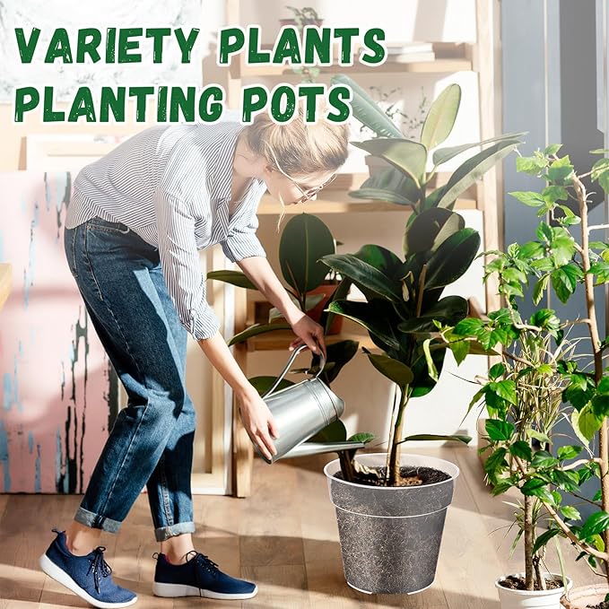 Maxcheck 16 Pcs Thick Clear Nursery Pots for Plants Transparent Plastic Garden Pots with Holes for Seedling Variety Plants Growing in Garden Home (8+9 Inch)