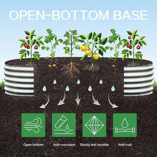 Gardmax Galvanized Raised Garden Bed, Lightweight Planter Boxes Outdoor with Easy Assembly, Large Garden Bed for Vegetables, Fruits, Flower Silver 8FT