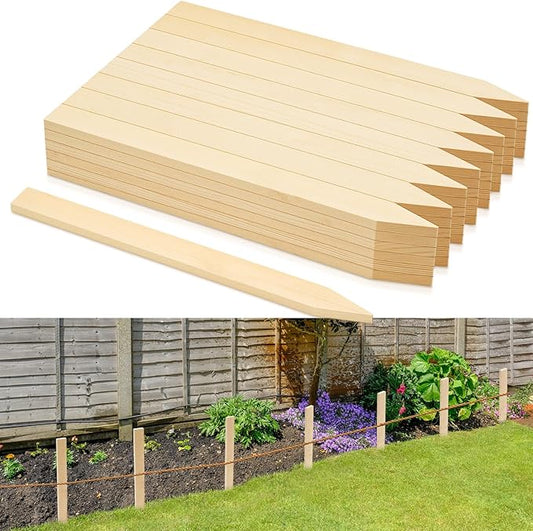 48 Pieces Wooden Garden Stakes 18 Inch Grade and Survey Stakes Wooden Garden and Sign Posts for Plant Support Silt Fence Yard Farm Survey Boundaries Baselines