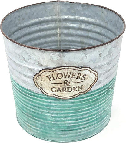 allgala Galvanized Planter Pot Indoor and Outdoor Decoration-8"-HD60072