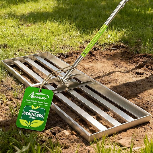 36x12 inch Lawn Leveling Rake,Heavy-Duty Stainless Steel Landscape Rake with an Adjustable 78'' Extra Long Handle Lawn Leveling Tool for Yard,Backyard,Garden,Golf,Farm,Pasture
