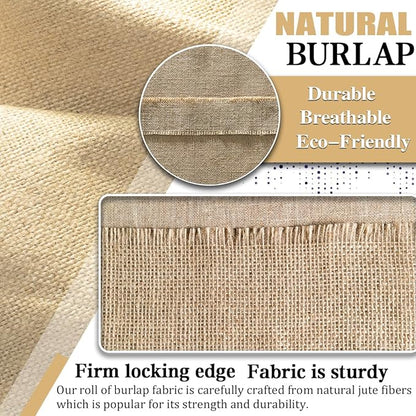 Burlap Fabric Roll, 40" x 24 Feet Burlap Garden Fabric Natural Jute for Decorations, Crafts, Weddings, Table Runner, Landscaping, Plants & Tree Covering