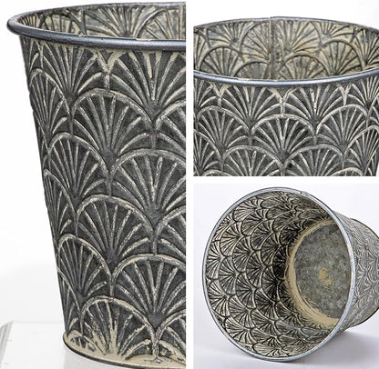 Silver Metal Rustic Flower Pots - 3 PCS Galvanized Planters Rustproof Durable Metal Buckets Plant Pots Vintage-Inspired Charm Rustic for Farmhouse Garden Herb Indoor Outdoor Decor(Dia.5.5"/6.5"/7.1")