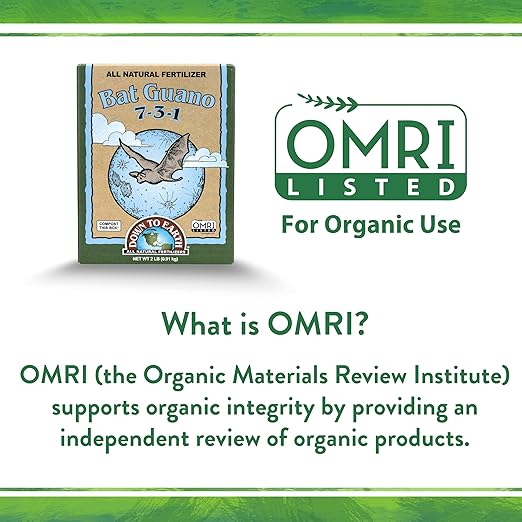 Down To Earth All Natural Fertilizers Organic Bat Guano - High Nitrogen Plant Food for Vegetative Growth 7-3-1, 0.25 lb