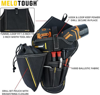 MELOTOUGH Drill Holster Impact Driver Holster with Bit Pouch Heavy Duty Impact Holster for Tool Belt