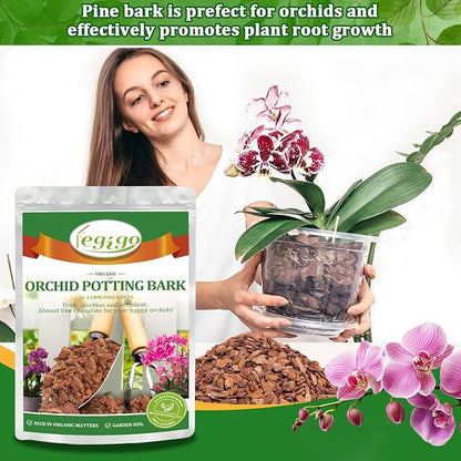 Legigo 6 Quarts Organic Orchid Potting Bark- All Natural Orchid Bark Potting Mix Pine Bark Wood Chips for Houseplant Mulch, Orchid Plants Root Development