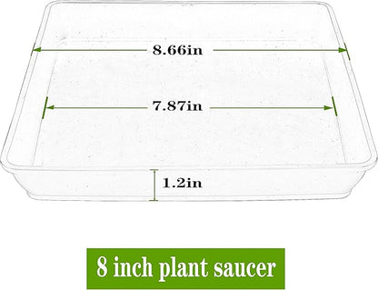 5 Pack Square Plant Saucer 8 Inch,Plant Water Catcher Tray, Heavy Plastic Plant Trays for Pots Pots Base Plant Saucers for Indoors and Outdoors, Pot Saucers for Plants.