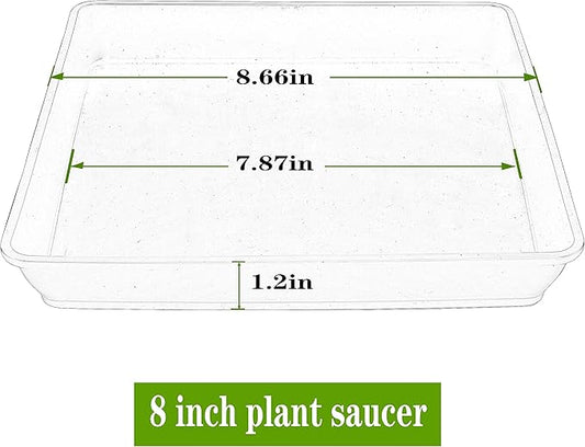 Square Plant Saucer 8 Inch 5 Pack, Heavy Plastic Plant Trays for Pots Pots Base Plant Saucers for Indoors and Outdoors, Pot Saucers for Plants,Garden Plant Water Catcher Tray.