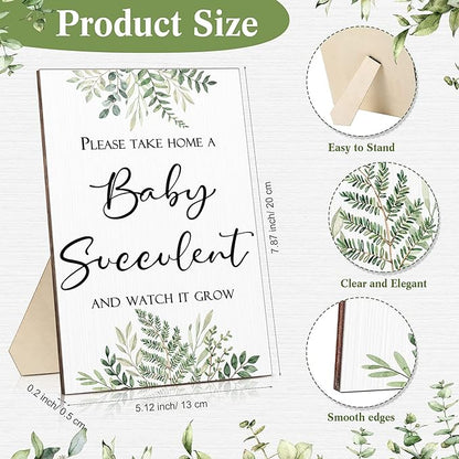 Newcotte Baby Shower Party Favors Succulent Tags Include 1 Piece Wooden Table Sign 50 Sets Succulent Plant Marker Succulent Favors Baby Shower Decoration(Greenery)