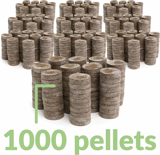 Jiffy Peat Soil Pellets Seed Starter Plugs - Indoor Seedling Planter - 1000 Count - Peat