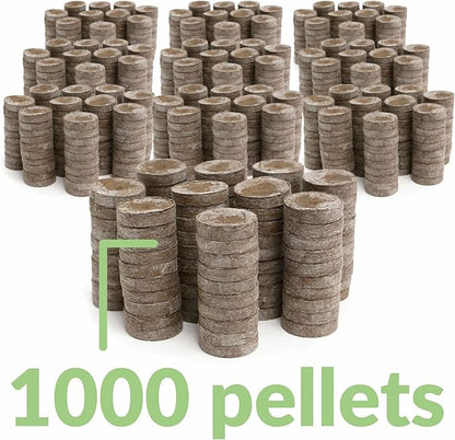 Jiffy Peat Soil Pellets Seed Starter Plugs - Indoor Seedling Planter - 1000 Count - Peat