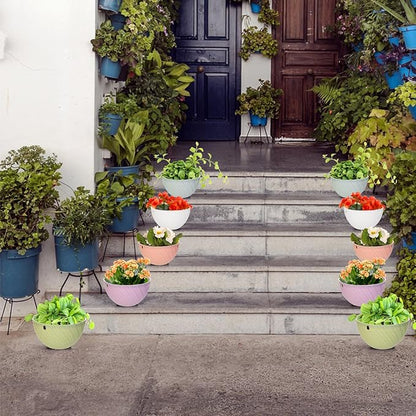 Foraineam 10 Pack Mini Hanging Planters Garden Self-Watering Flower Plant Pot Container Succulent Planter Pots with Hanging Chain