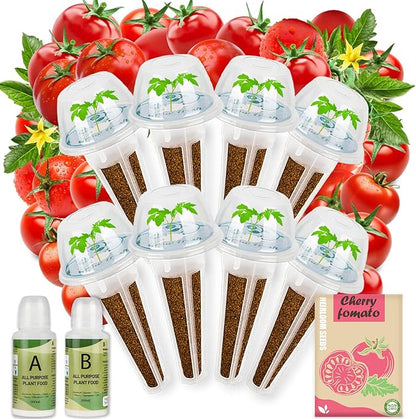 Tiny Tim Cherry Tomato Seed Pod Kit, 8-Pods Hydroponic Refill Pack, Compatible with AeroGarden and All Indoor Gardens, Includes Grow Sponges, Plant Food, Grow Anything Seed Pod Kit, 8-POD