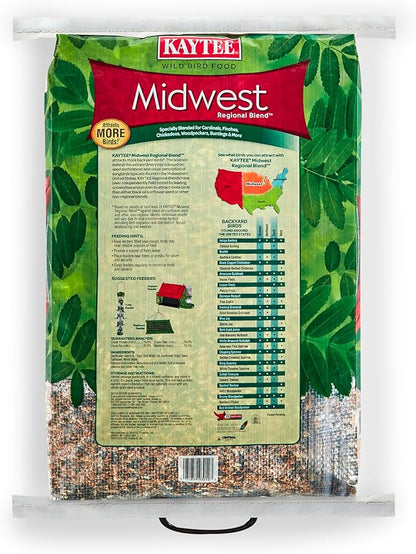 Kaytee Midwestern Regional Seed Blend for Cardinals, Finches, Chickadees, Woodpeckers and Other Outside Wild Birds, 14 Pound Box