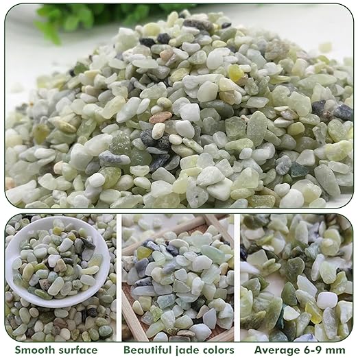 6.6 lbs Succulent and Cactus Bonsai Pebbles, 6-9mm Decorative Landscaping Polished Stones Natural Garden Gravel Rocks for Indoor Outdoor Plants Aquariums DIY, and Gardening Top Dressing, Jade Green