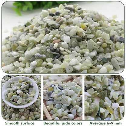 6.6 lbs Succulent and Cactus Bonsai Pebbles, 6-9mm Decorative Landscaping Polished Stones Natural Garden Gravel Rocks for Indoor Outdoor Plants Aquariums DIY, and Gardening Top Dressing, Jade Green